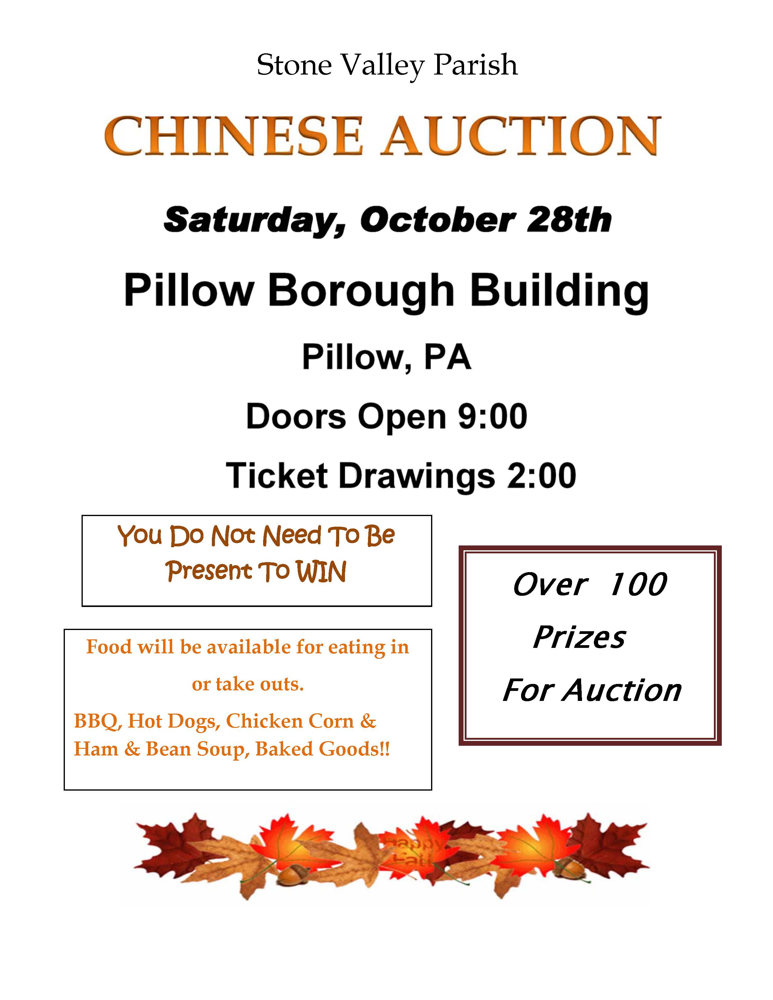 Parish Chinese Auction – October 28